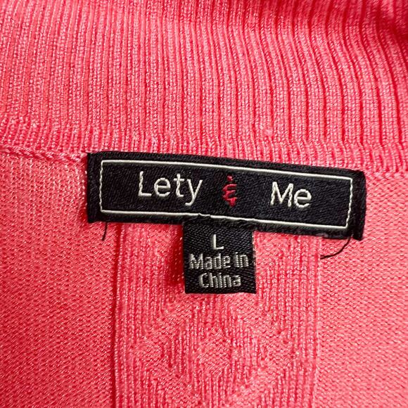 LETY & ME Cardigan Sweater Open Front 3/4 Sleeve Shawl Collar Peach Size Large - Picture 4 of 8